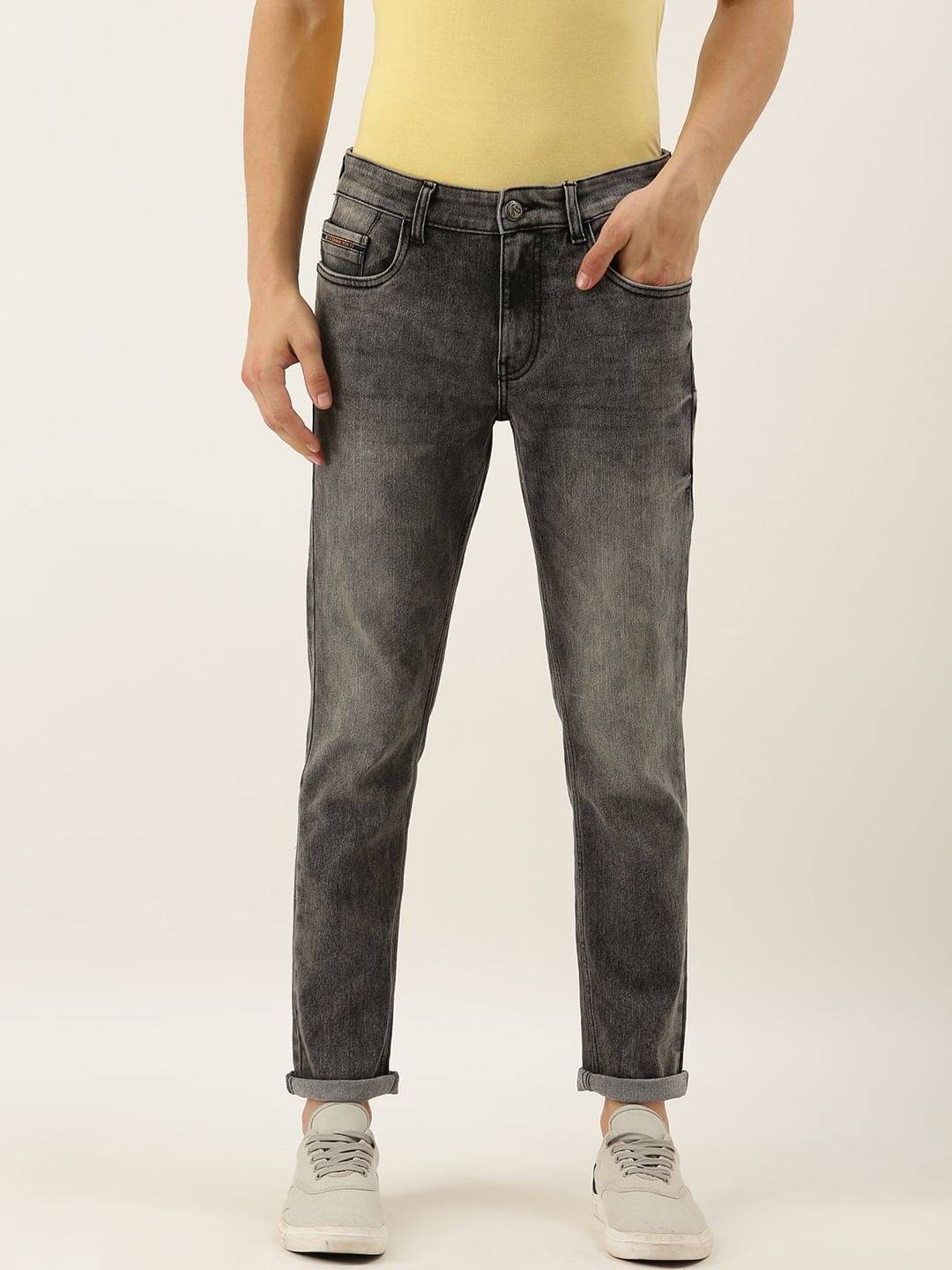     			The Indian Garage Co Men Grey Slim Fit Mid-Rise Clean Look Stretchable Jeans