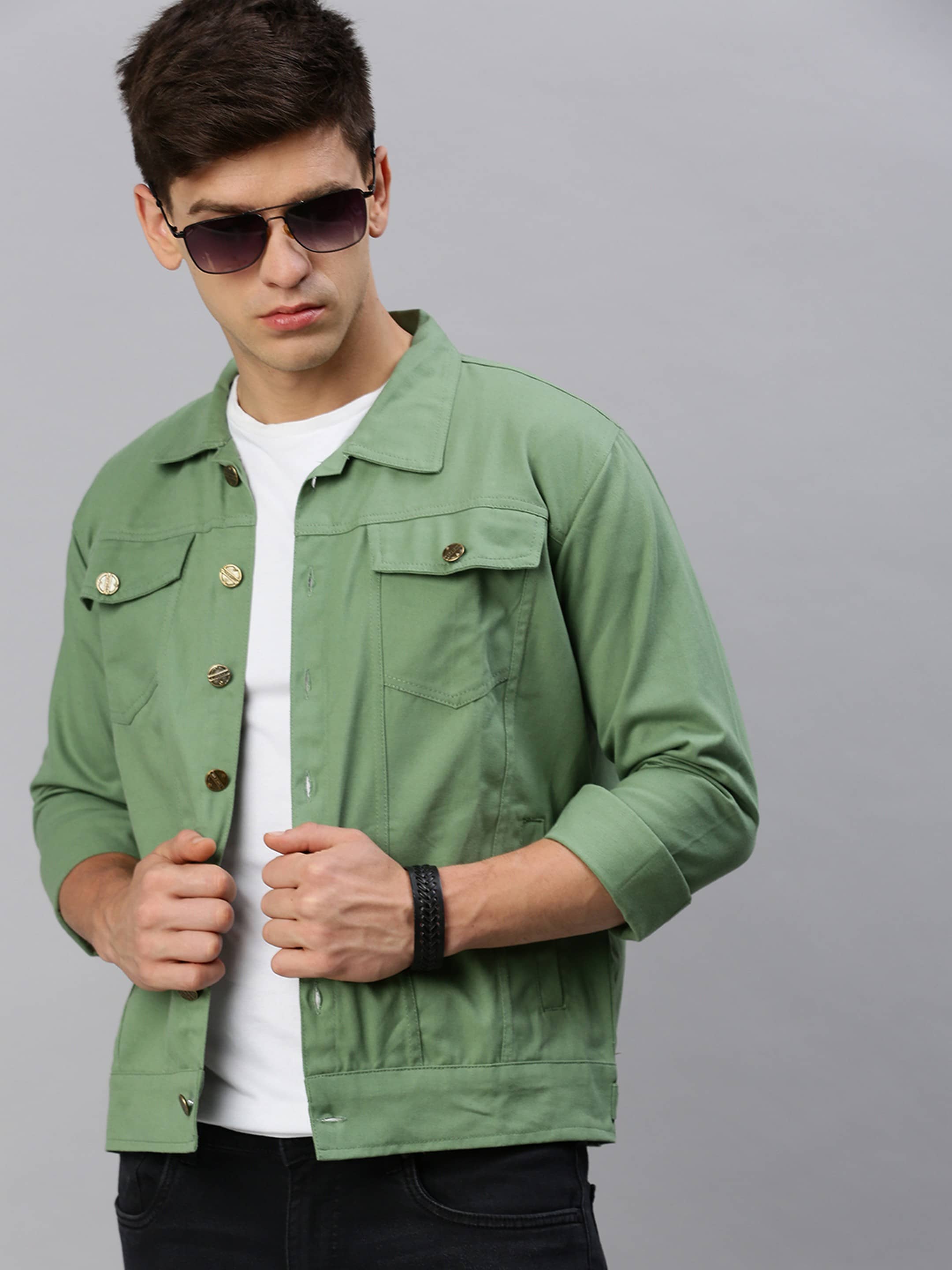 VOXATI Denim Men's Denim Jacket - Olive ( Pack of 1 )