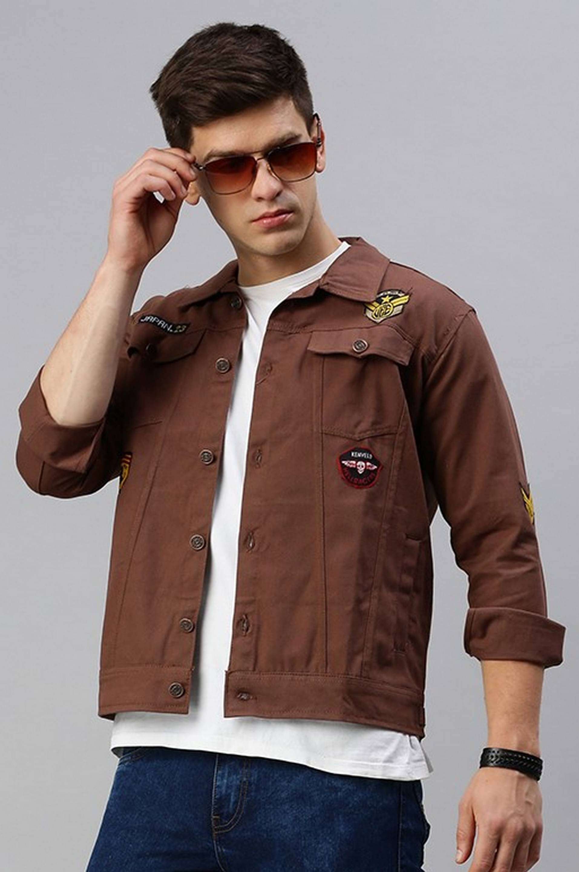 VOXATI Denim Men's Denim Jacket - Brown ( Pack of 1 )     			VOXATI Denim Men's Denim Jacket - Brown ( Pack of 1 )