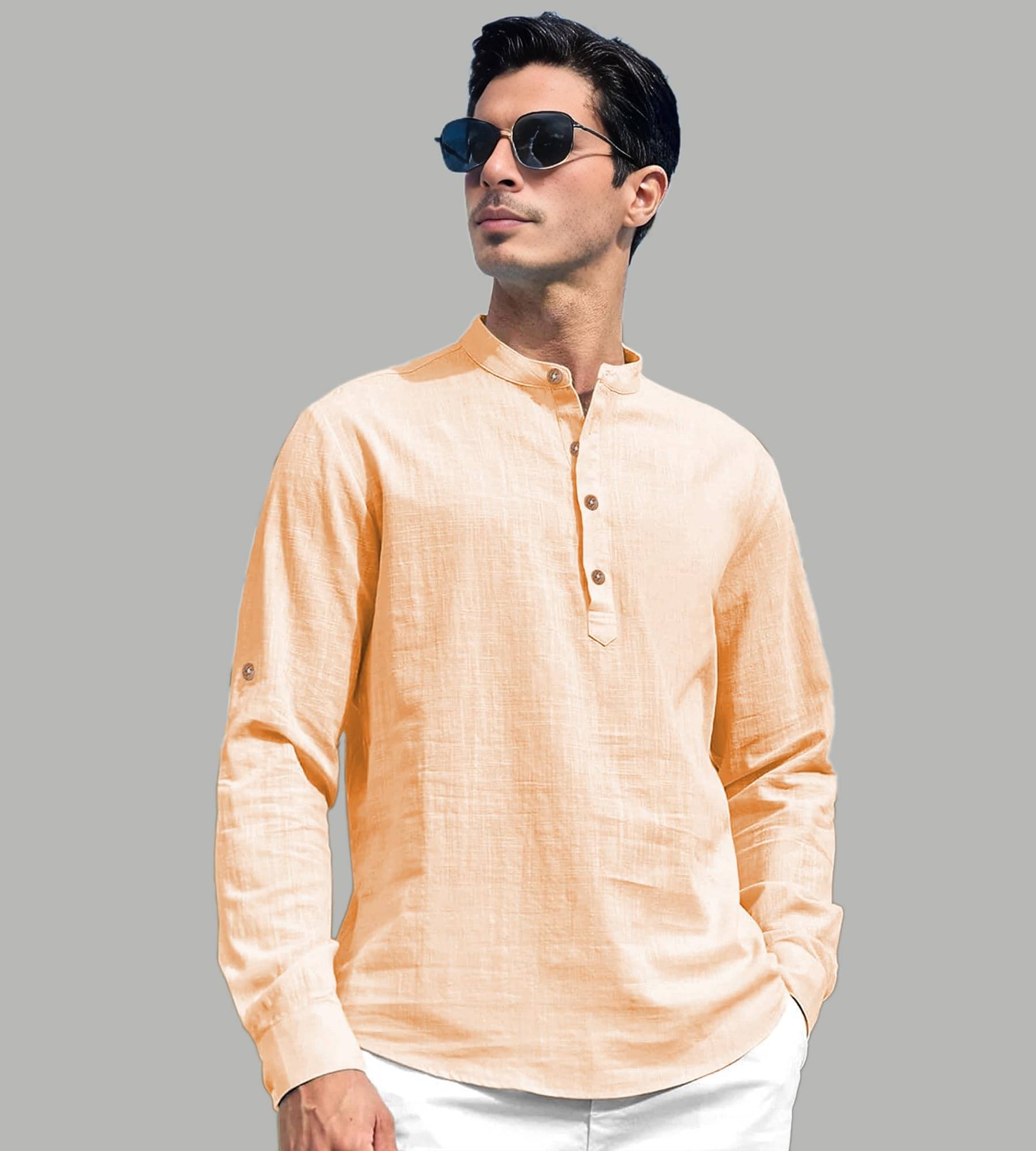 Vida Loca Orange Cotton Blend Men's Shirt Style Kurta ( Pack of 1 ) Vida Loca Orange Cotton Blend Men's Shirt Style Kurta ( Pack of 1 )