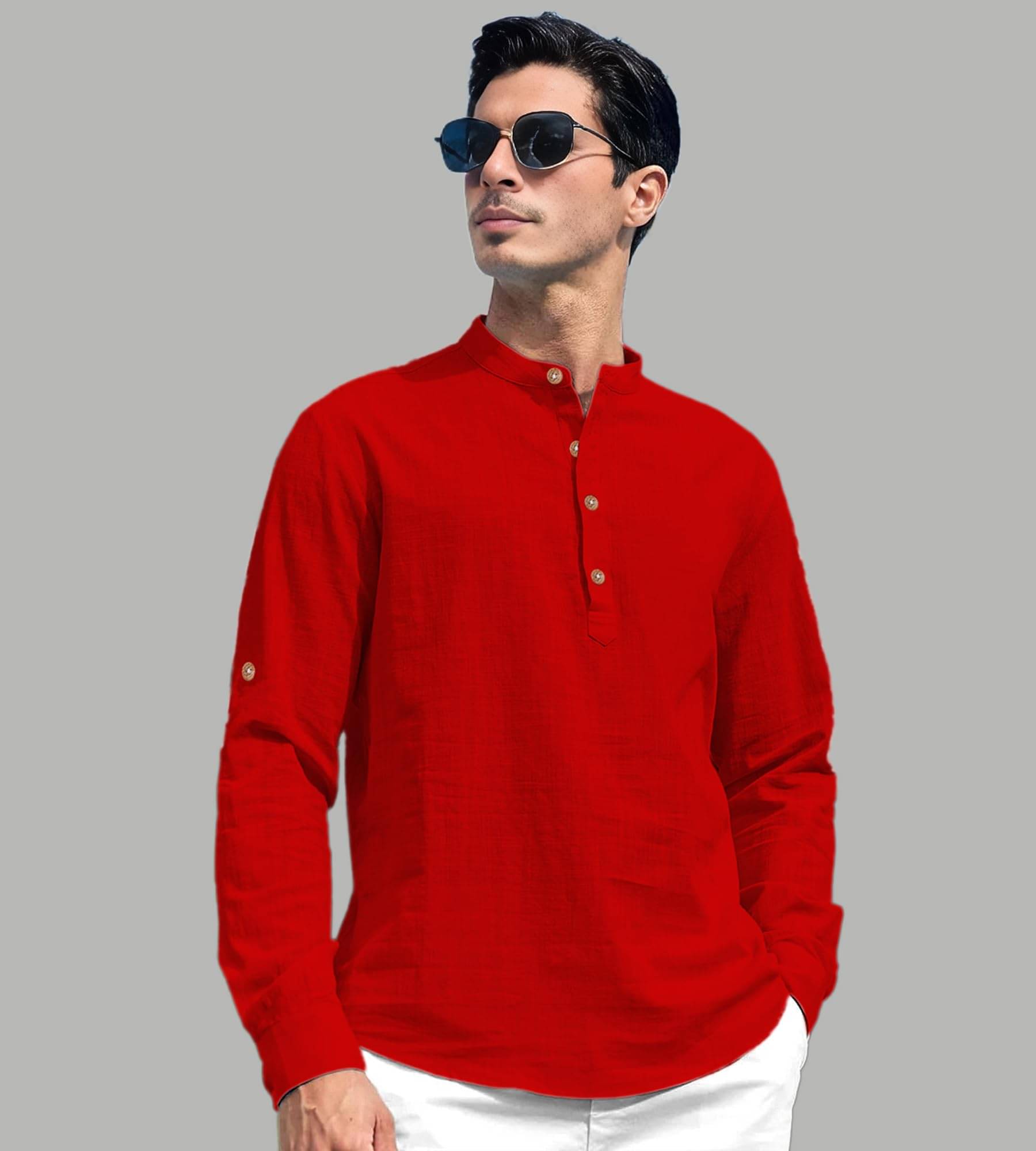 Vida Loca Red Cotton Blend Men's Shirt Style Kurta ( Pack of 1 ) Vida Loca Red Cotton Blend Men's Shirt Style Kurta ( Pack of 1 )