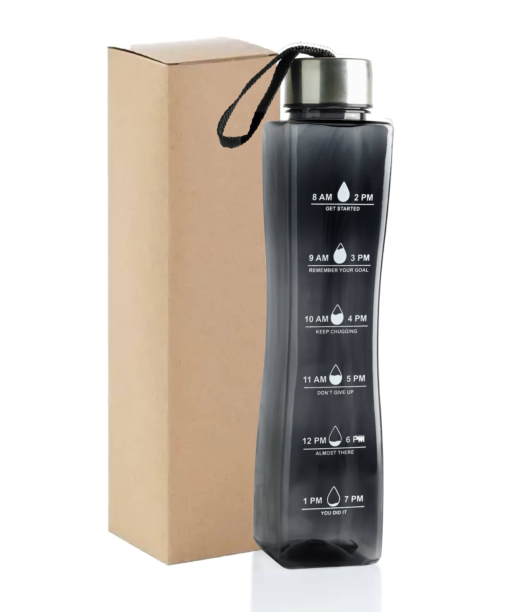     			2Mech Motivational Time Marker water bottle Black PET Water Bottle 850 mL ( Set of 1 )