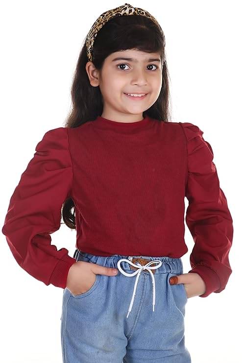     			Aura Glam Pack of 1 Girls Cotton Blend Top ( Maroon )