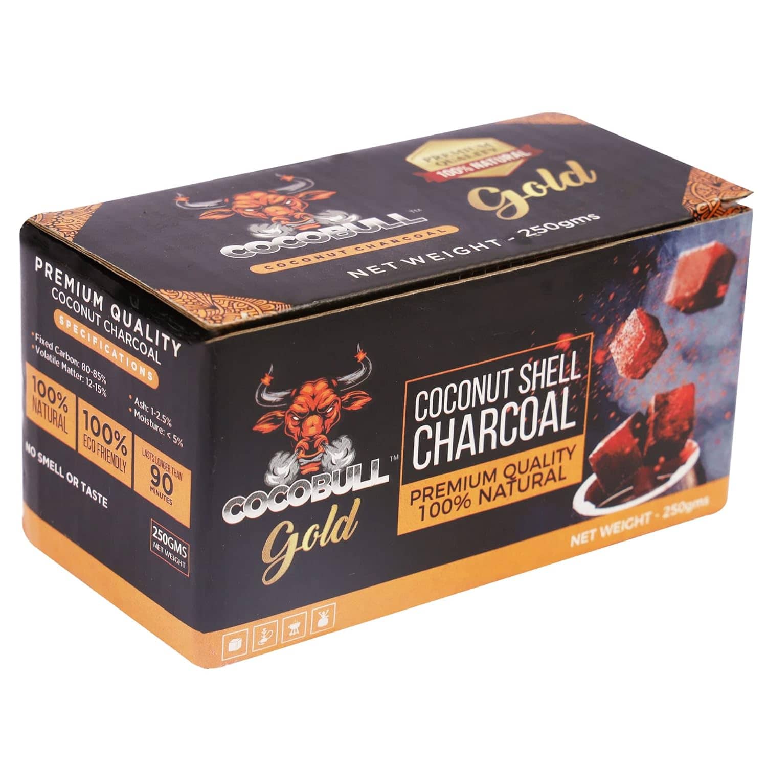 COCOBULL | 26MM - 250 Grams - 16 Pieces | Coconut Hookah Coals | Coconut Shell Charcoal