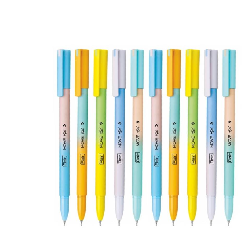     			FLAIR Move Gel Pen | Minimalistic & Aesthetic Matt Finish Pastel Body Colors | Effortless Writing With Sleek Clip Design | Blue Ink, Set Of 10