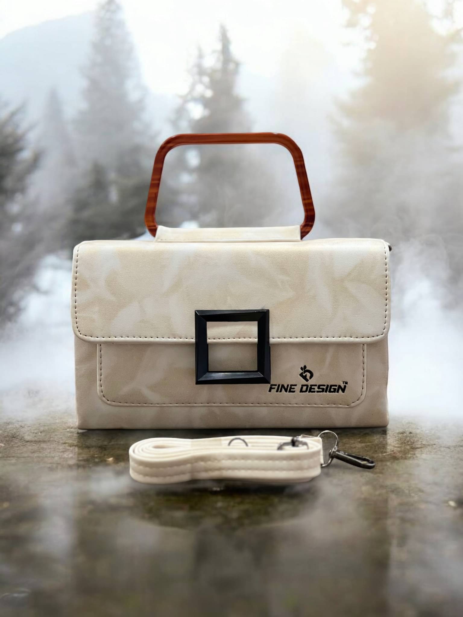     			Fine Design Handheld Bag PU Set of 1 ( Cream )