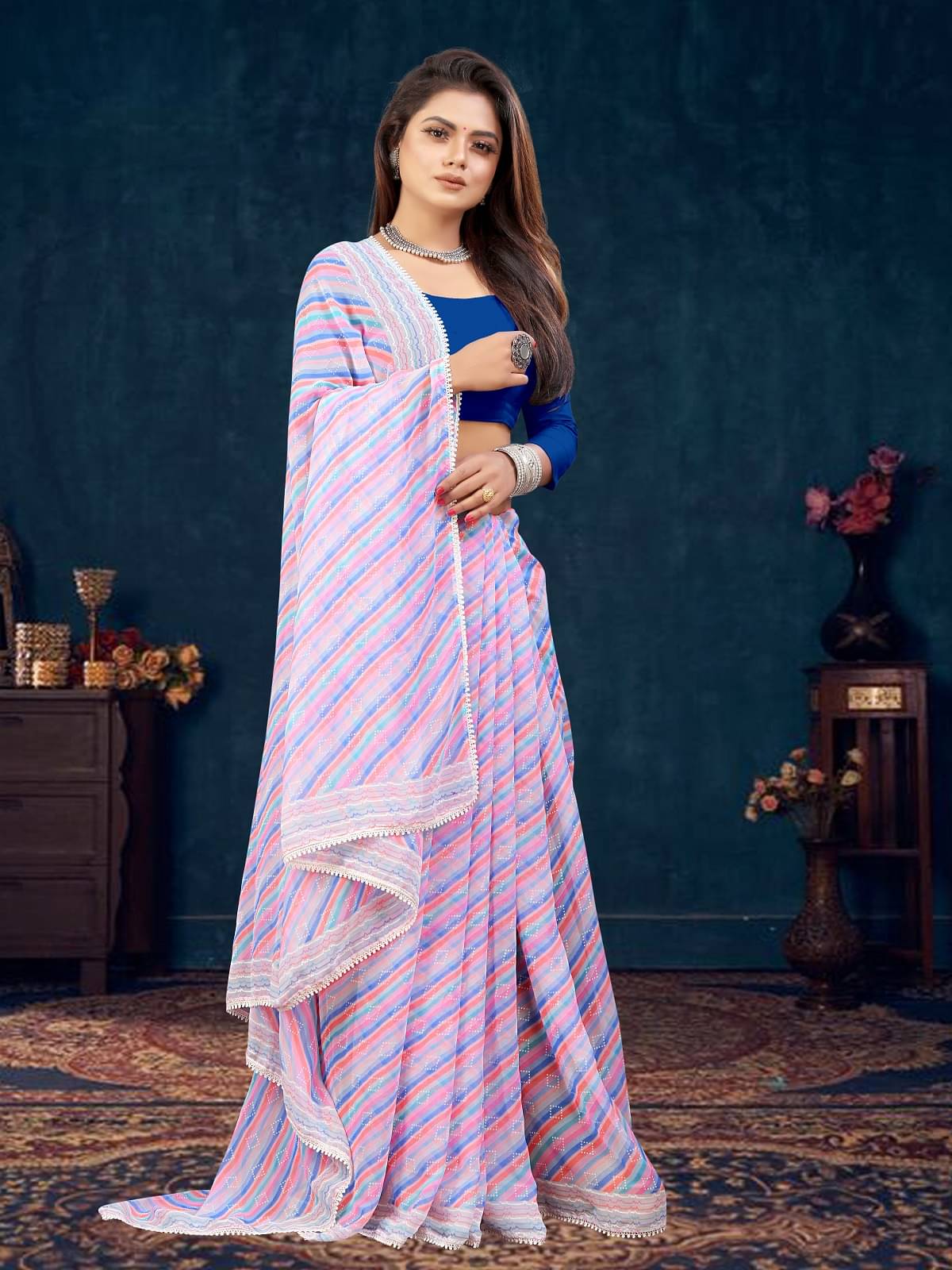 Gazal Fashions Georgette Printed Saree With Unstitched Blouse Piece ( Multicolor4 ) Gazal Fashions Georgette Printed Saree With Unstitched Blouse Piece ( Multicolor4 )