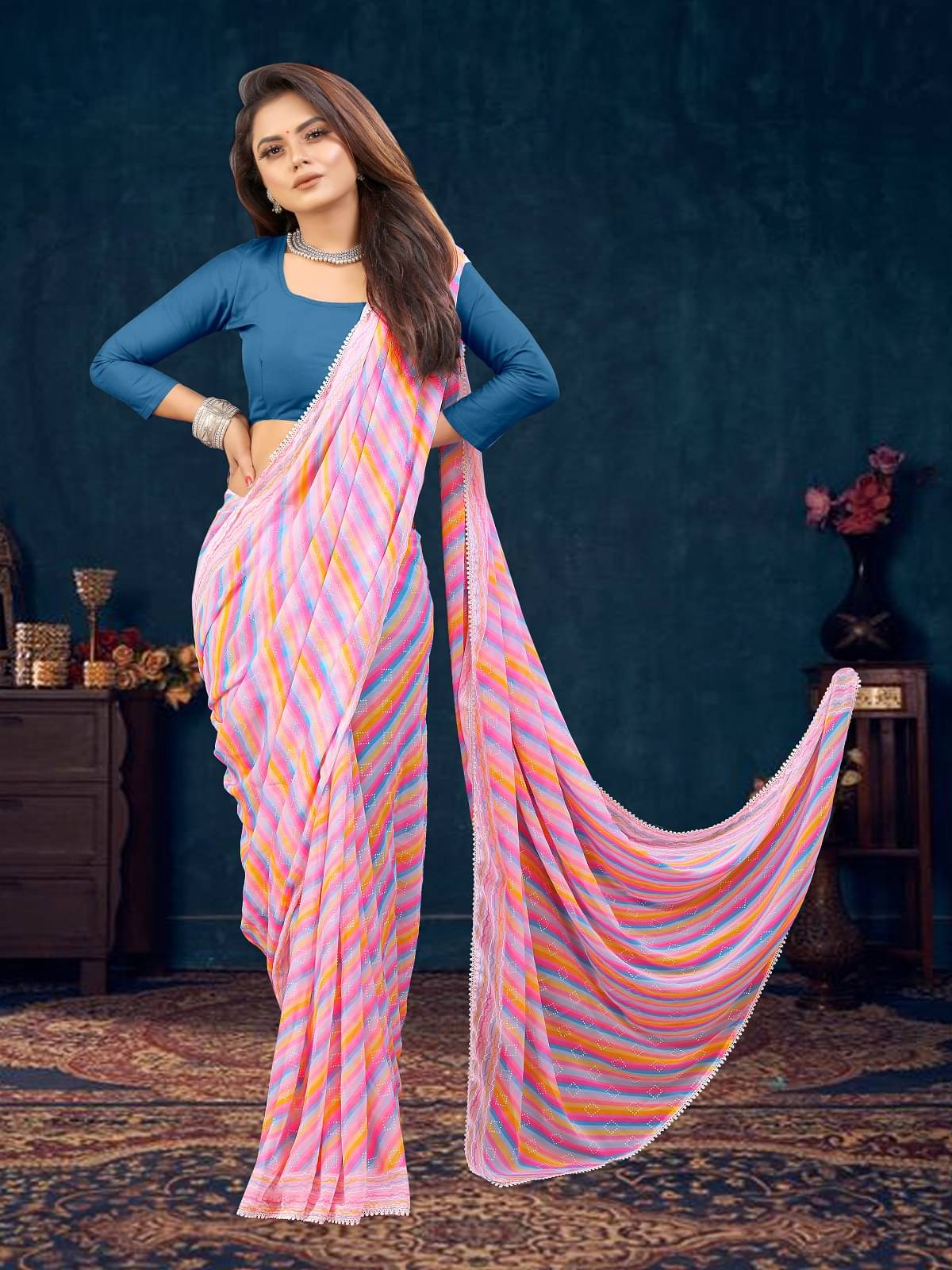     			Gazal Fashions Georgette Printed Saree With Unstitched Blouse Piece ( Multicolor5 )