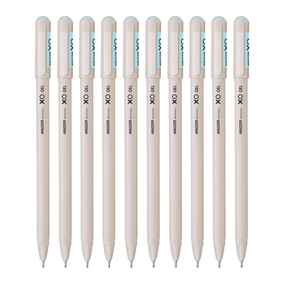     			Hauser XO Gel Pen Wallet Pack | Sleek Body & Minimalistic Design With Matt Finish | Solid Body Type, Low Viscosity Ink | Ultra Durable Tip | Blue Ink, Pack of 10 Pens