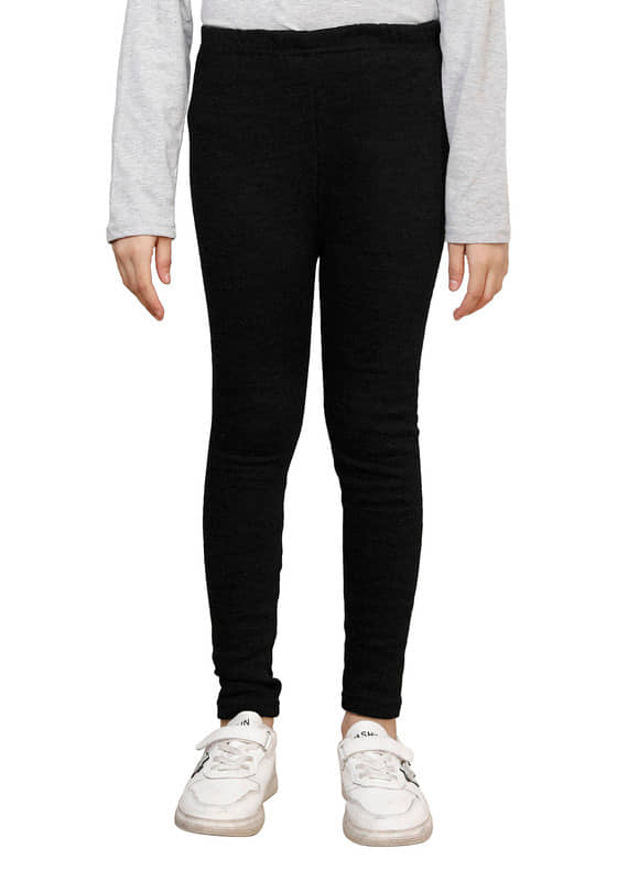 IndiWeaves Pack of 1 Girls Woollen Leggings ( Black )
