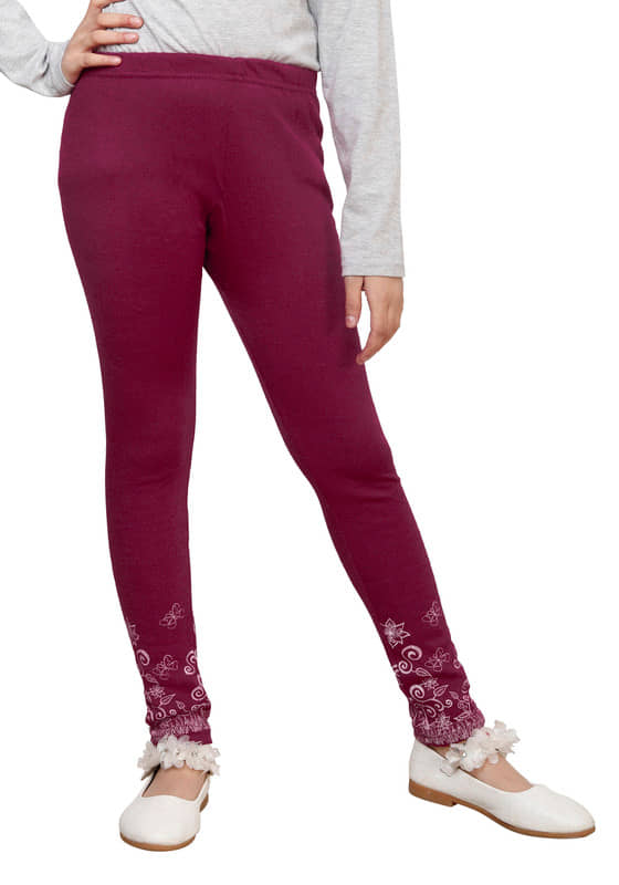IndiWeaves Pack of 1 Girls Woollen Leggings ( Wine )