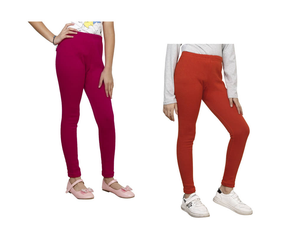     			IndiWeaves Pack of 2 Girls Woollen Leggings ( Multicolor )