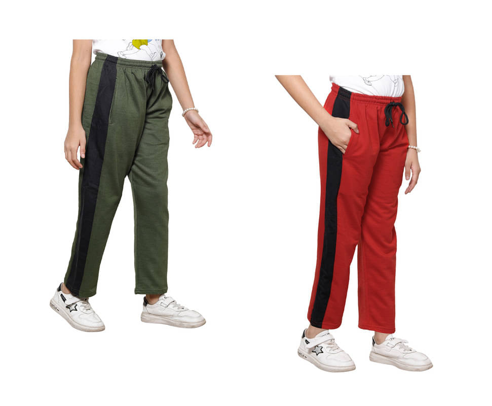 IndiWeaves Pack of 2 Girls Fleece Trackpants ( Colors )     			IndiWeaves Pack of 2 Girls Fleece Trackpants ( Colors )