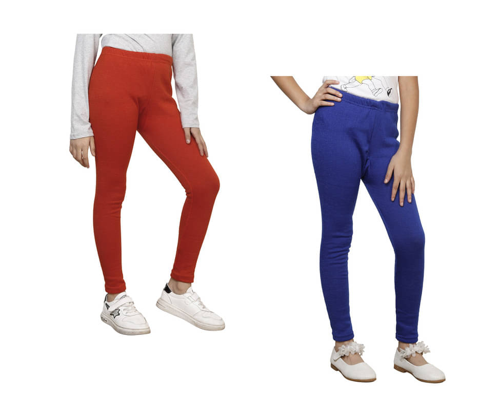     			IndiWeaves Pack of 2 Girls Woollen Leggings ( Multicolor )