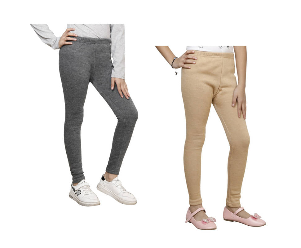     			IndiWeaves Pack of 2 Girls Woollen Leggings ( Multicolor )