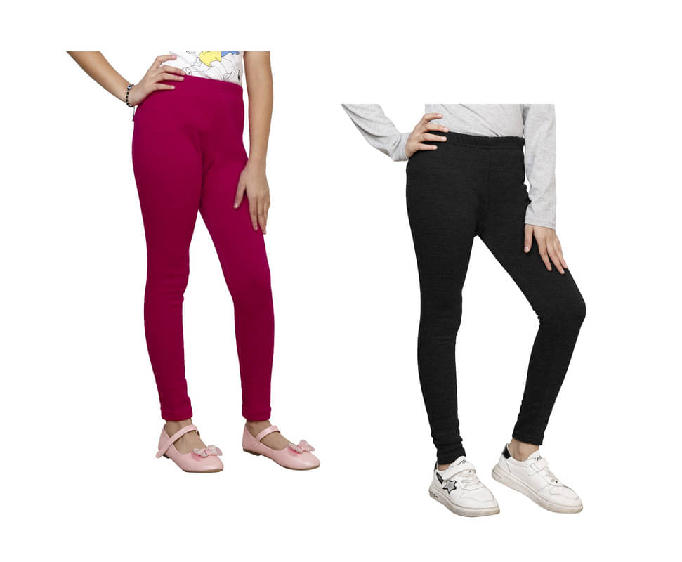     			IndiWeaves Pack of 2 Girls Woollen Leggings ( Multicolor )