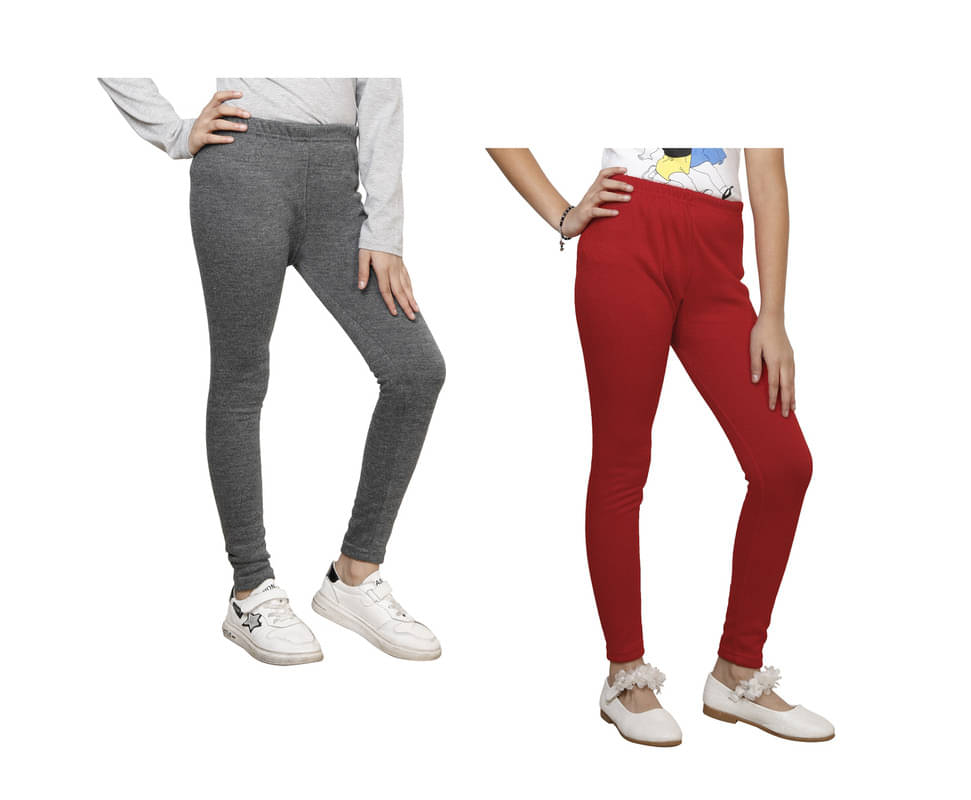     			IndiWeaves Pack of 2 Girls Woollen Leggings ( Multicolor )