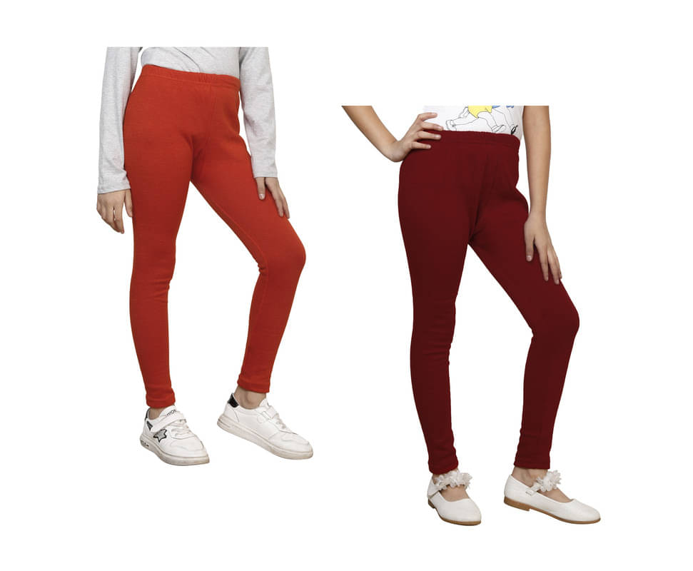     			IndiWeaves Pack of 2 Girls Woollen Leggings ( Multicolor )