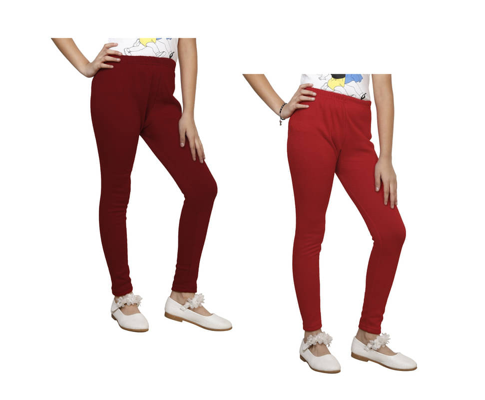     			IndiWeaves Pack of 2 Girls Woollen Leggings ( Multicolor )