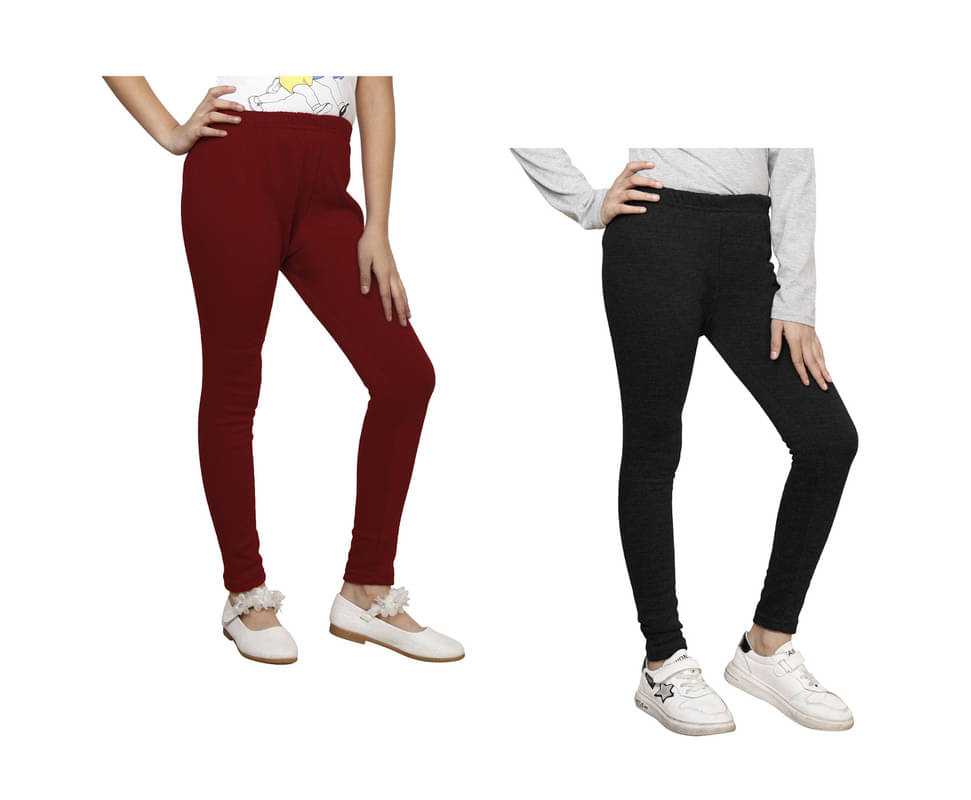     			IndiWeaves Pack of 2 Girls Woollen Leggings ( Multicolor )