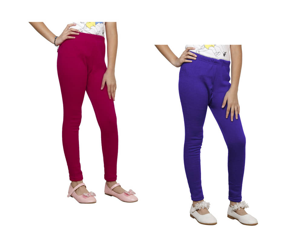     			IndiWeaves Pack of 2 Girls Woollen Leggings ( Multicolor )