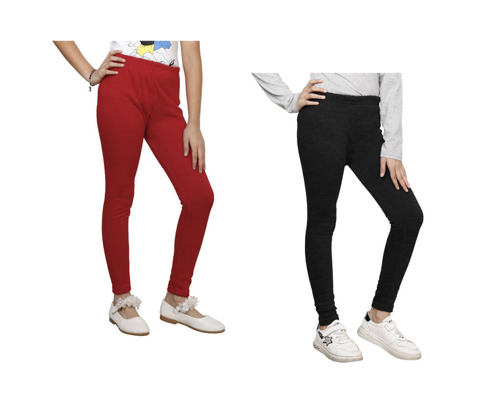     			IndiWeaves Pack of 2 Girls Woollen Leggings ( Multicolor )