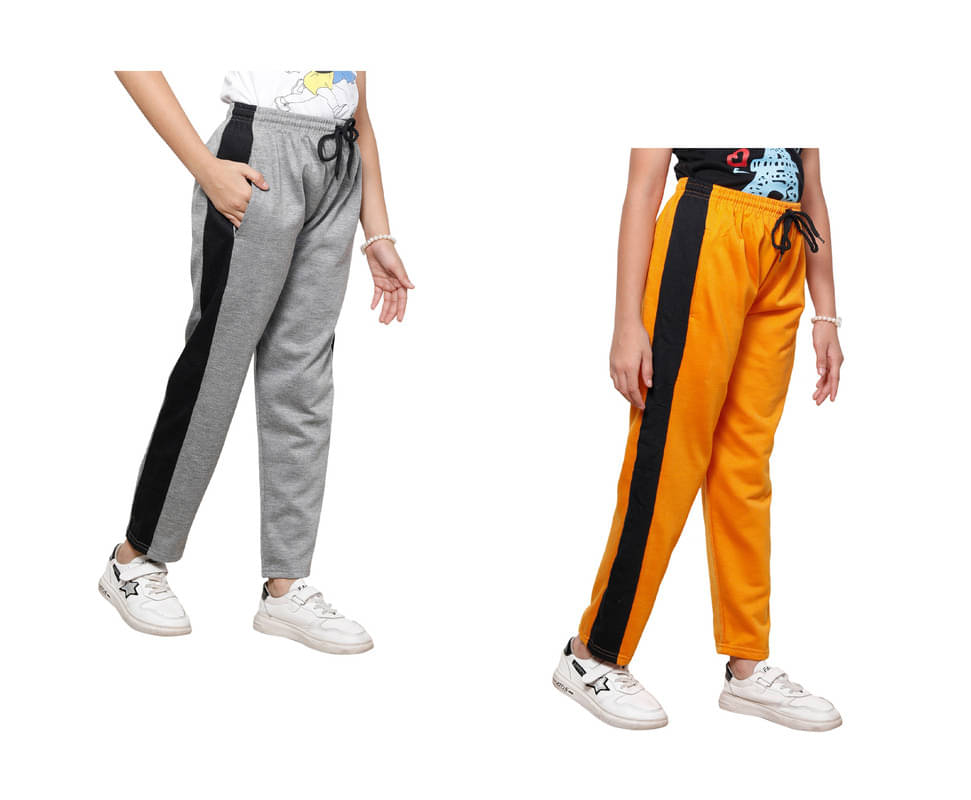     			IndiWeaves Pack of 2 Girls Fleece Trackpants ( Colors )