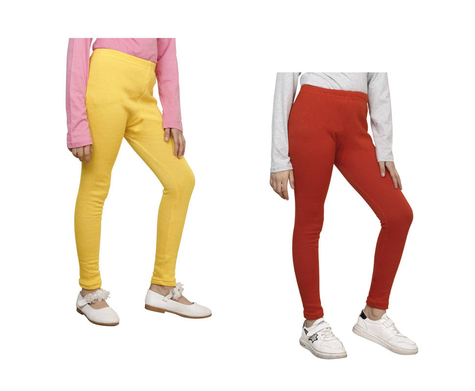     			IndiWeaves Pack of 2 Girls Woollen Leggings ( Multicolor )