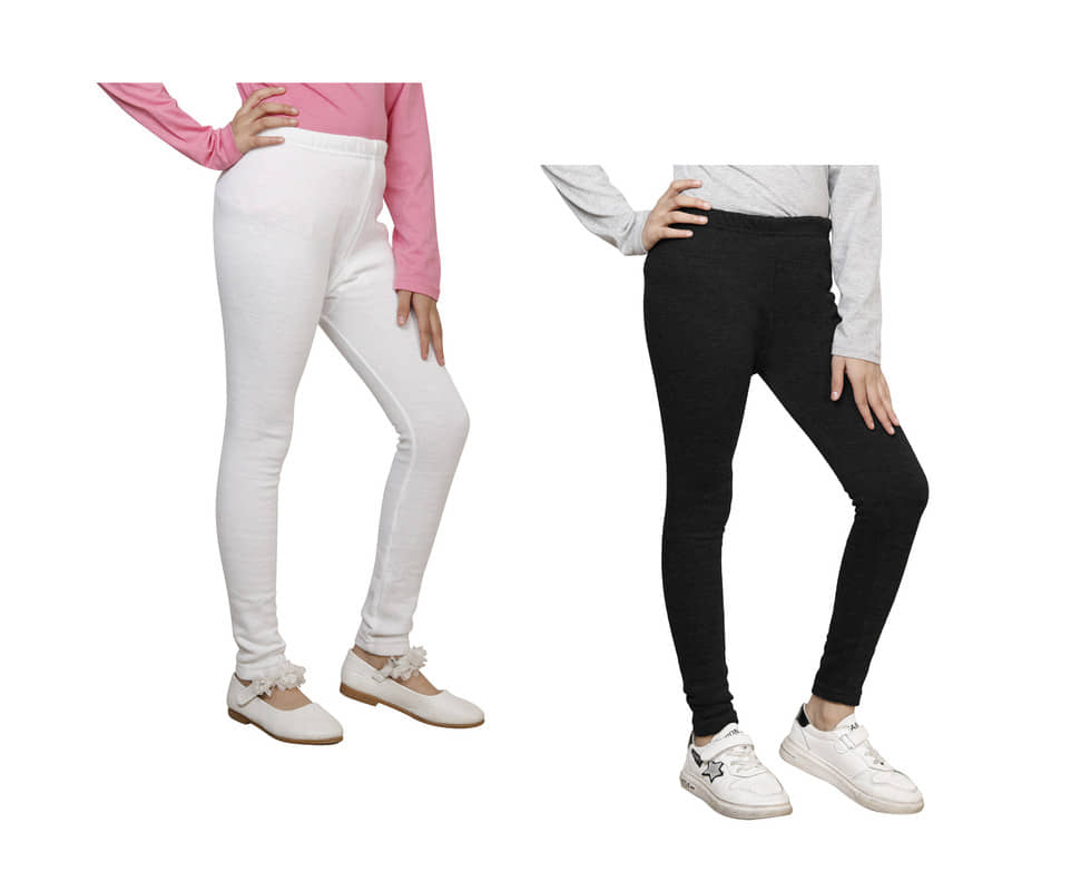 IndiWeaves Pack of 2 Girls Woollen Leggings ( Multicolor )