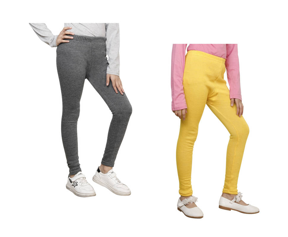     			IndiWeaves Pack of 2 Girls Woollen Leggings ( Multicolor )