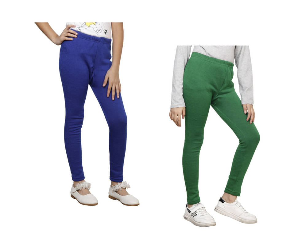     			IndiWeaves Pack of 2 Girls Woollen Leggings ( Multicolor )