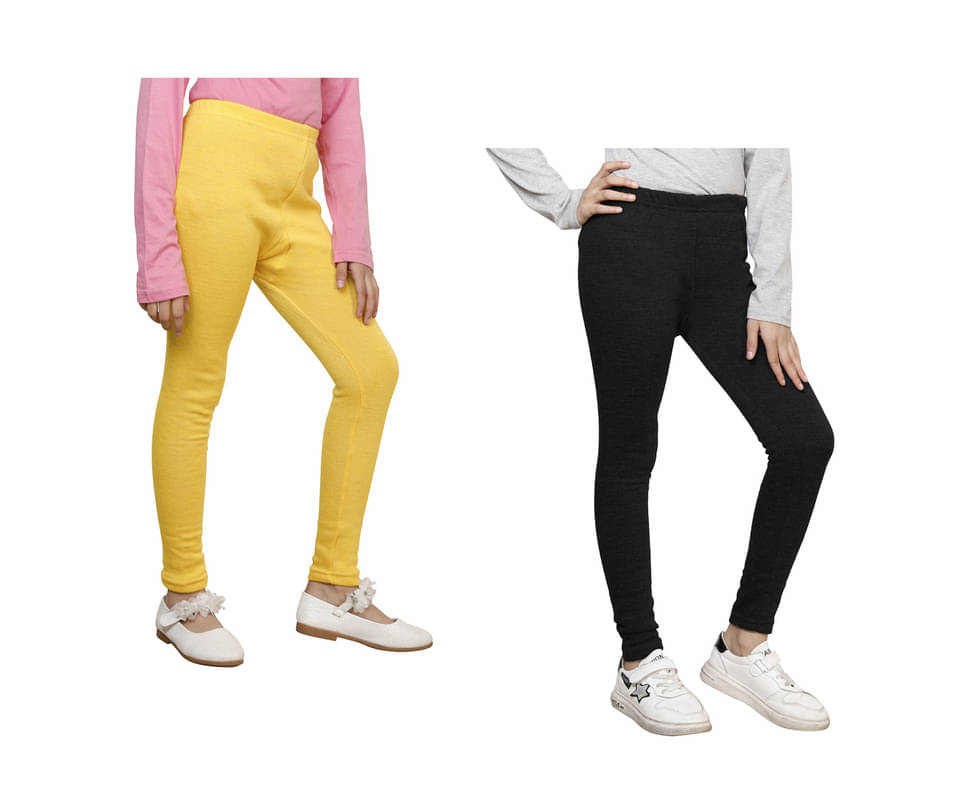     			IndiWeaves Pack of 2 Girls Woollen Leggings ( Multicolor )