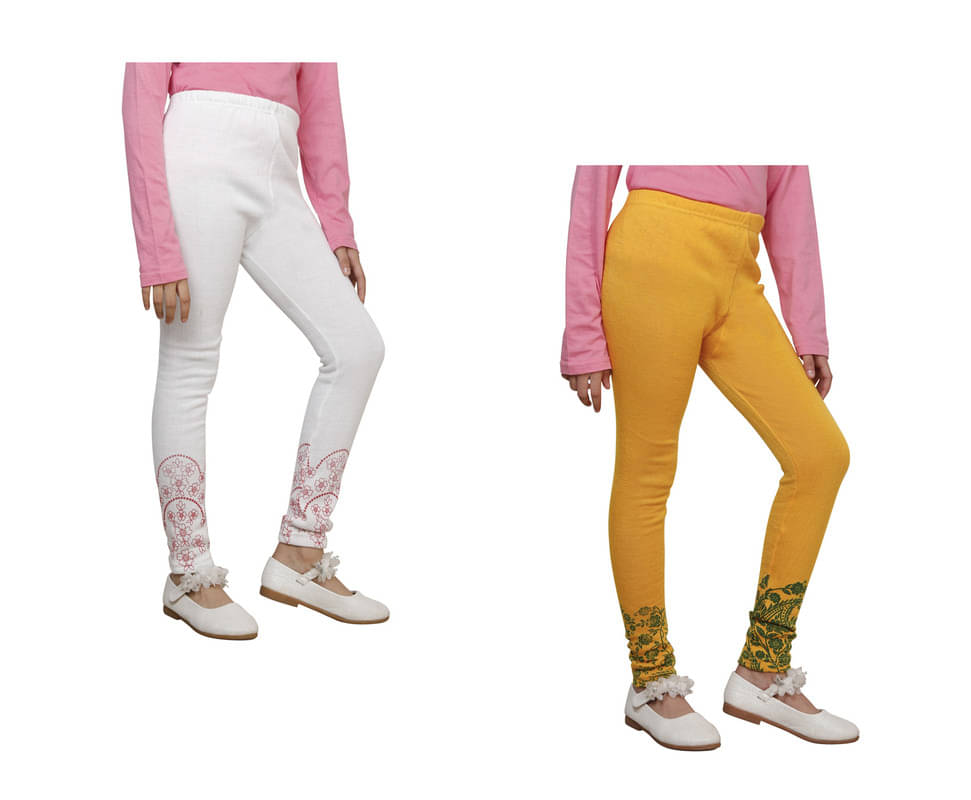     			IndiWeaves Pack of 2 Girls Woollen Leggings ( Multicolor )