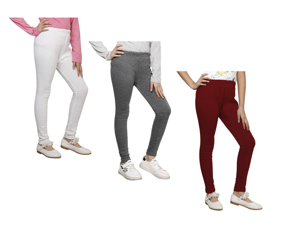     			IndiWeaves Pack of 3 Girls Woollen Leggings ( Multicolor )