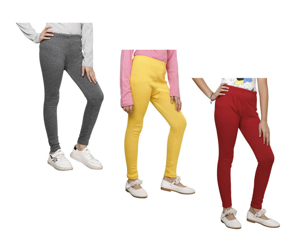     			IndiWeaves Pack of 3 Girls Woollen Leggings ( Multicolor )