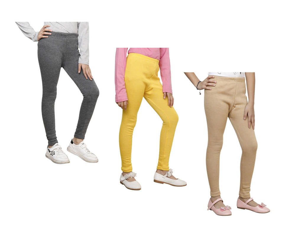     			IndiWeaves Pack of 3 Girls Woollen Leggings ( Multicolor )