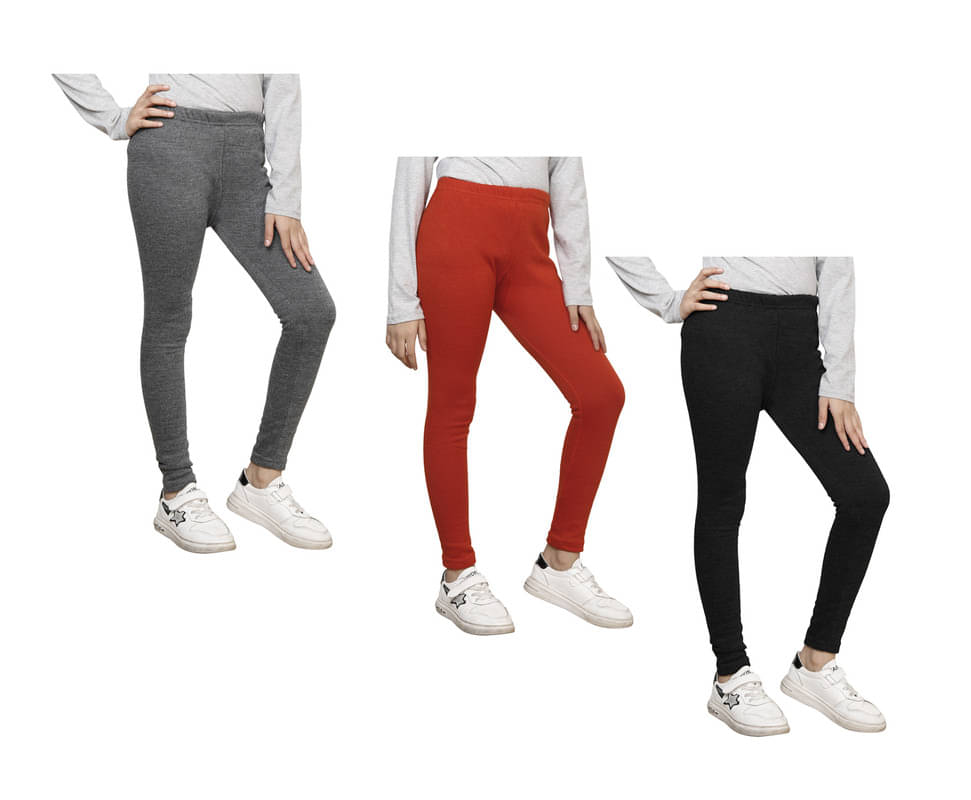     			IndiWeaves Pack of 3 Girls Woollen Leggings ( Multicolor )