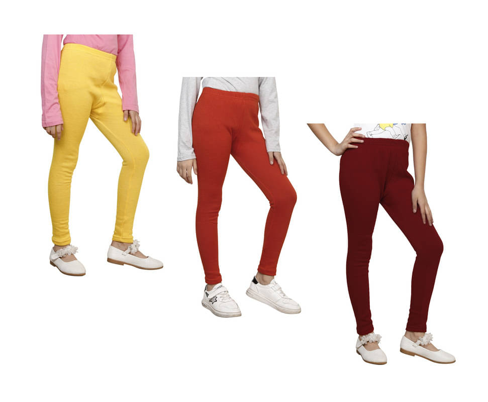     			IndiWeaves Pack of 3 Girls Woollen Leggings ( Multicolor )