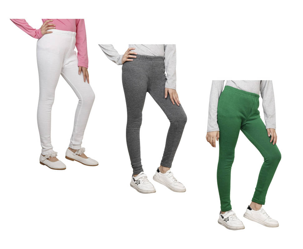     			IndiWeaves Pack of 3 Girls Woollen Leggings ( Multicolor )