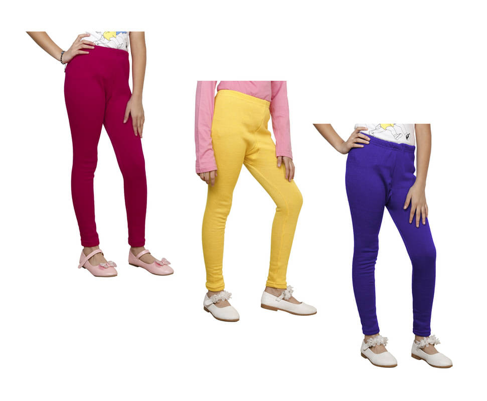     			IndiWeaves Pack of 3 Girls Woollen Leggings ( Multicolor )