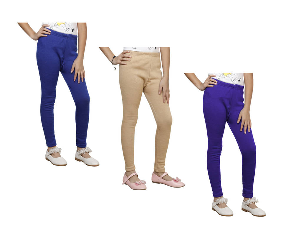     			IndiWeaves Pack of 3 Girls Woollen Leggings ( Multicolor )