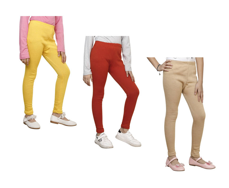     			IndiWeaves Pack of 3 Girls Woollen Leggings ( Multicolor )