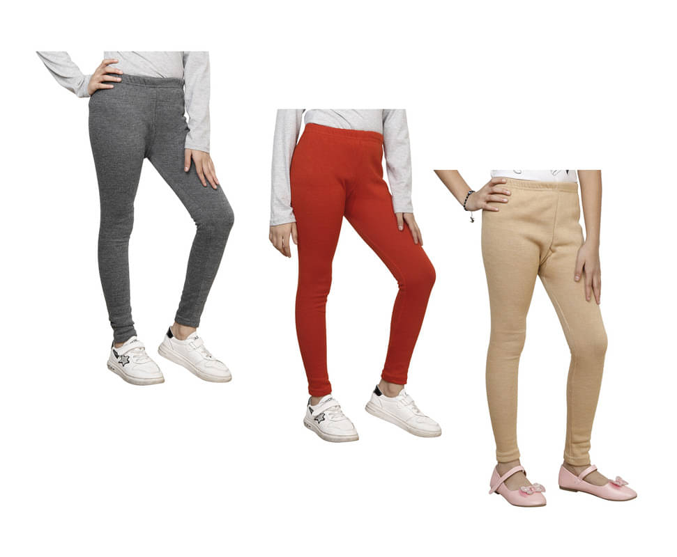     			IndiWeaves Pack of 3 Girls Woollen Leggings ( Multicolor )