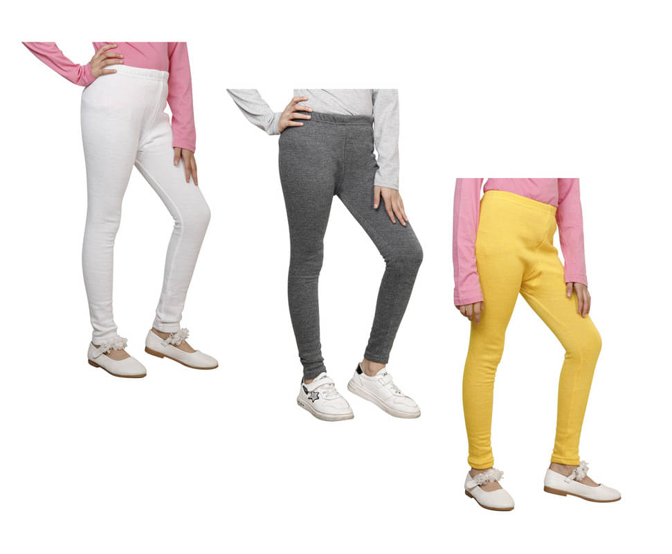     			IndiWeaves Pack of 3 Girls Woollen Leggings ( Multicolor )