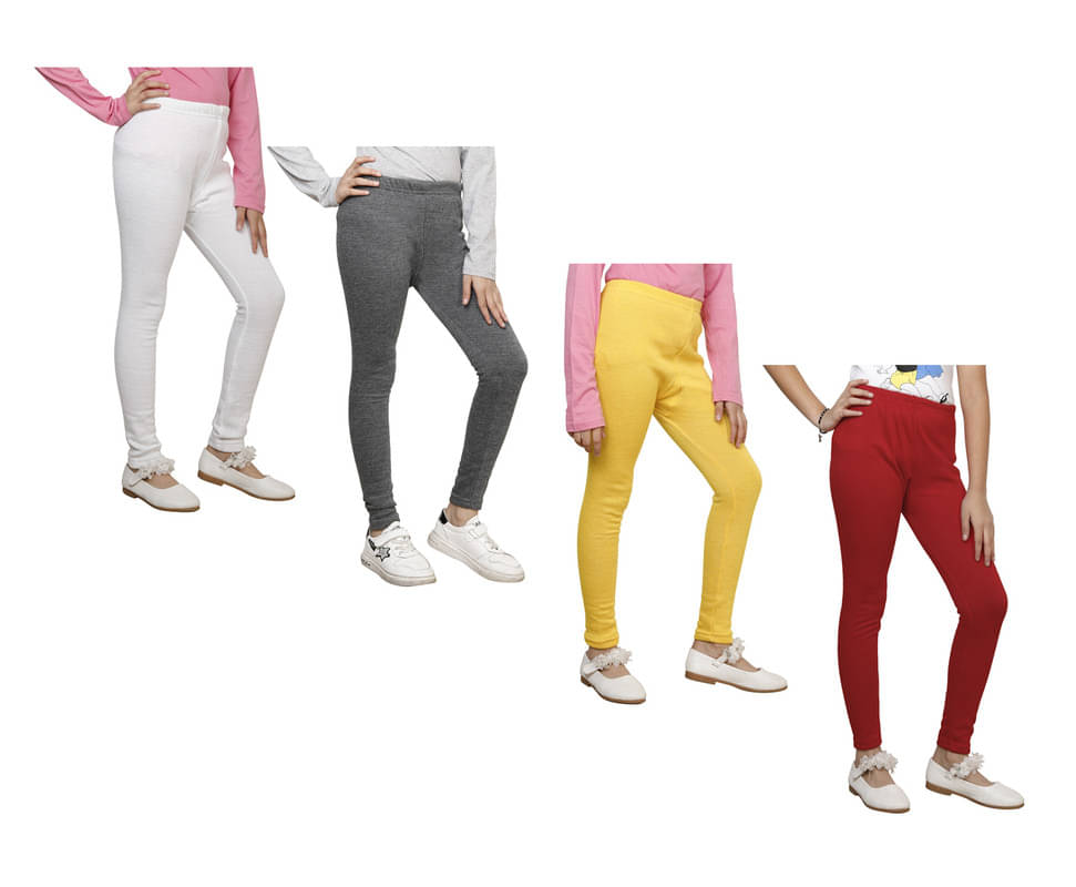     			IndiWeaves Pack of 4 Girls Woollen Leggings ( Multicolor )