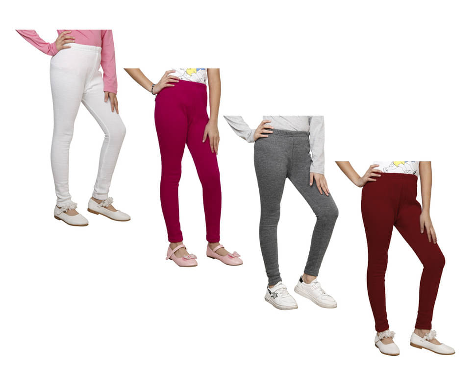     			IndiWeaves Pack of 4 Girls Woollen Leggings ( Multicolor )