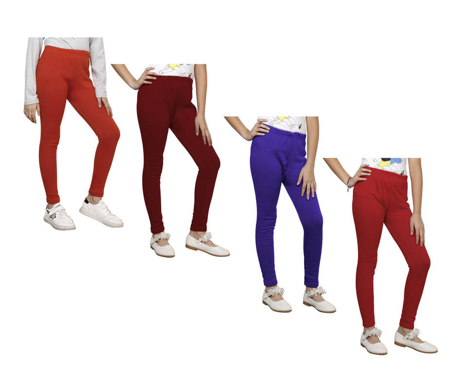     			IndiWeaves Pack of 4 Girls Woollen Leggings ( Multicolor )