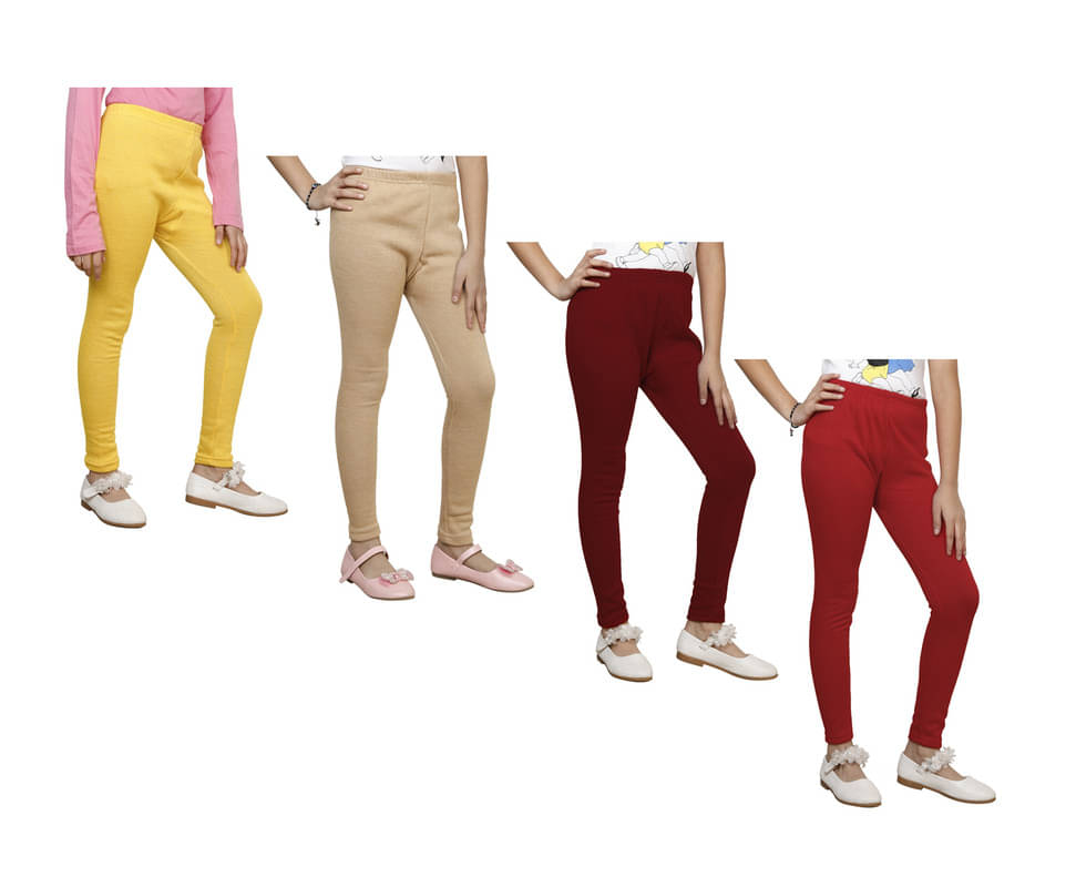     			IndiWeaves Pack of 4 Girls Woollen Leggings ( Multicolor )