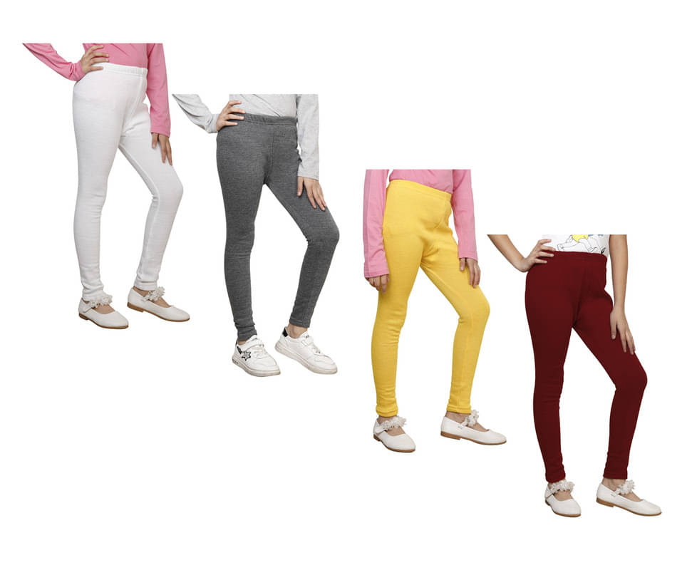     			IndiWeaves Pack of 4 Girls Woollen Leggings ( Multicolor )