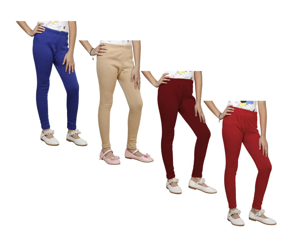     			IndiWeaves Pack of 4 Girls Woollen Leggings ( Multicolor )